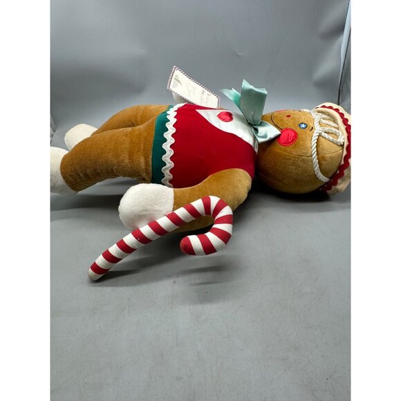 Vintage 1990 Large 27" Target Gingerbread Stuffed Plush Doll Candy Cane Bow READ - Picture 9 of 13